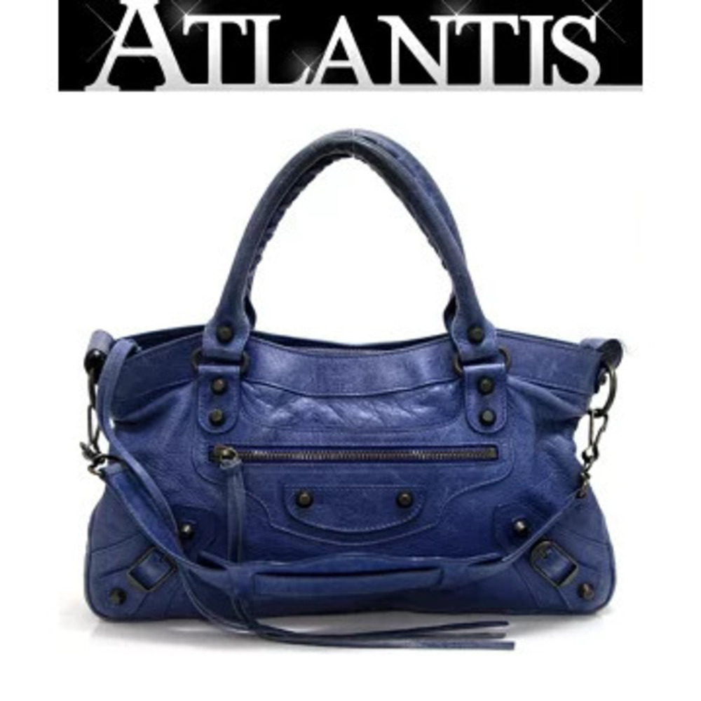 Balenciaga The First Handbag leather blue mirror